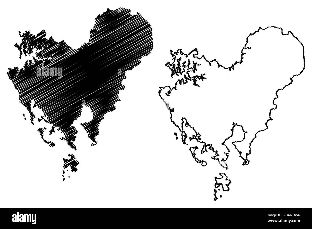 Dorchester County, Maryland (U.S.-County, Vereinigte Staaten von Amerika, USA, U.S., US) Karte Vektor Illustration, Scribble Skizze Dorchester Karte Stock Vektor