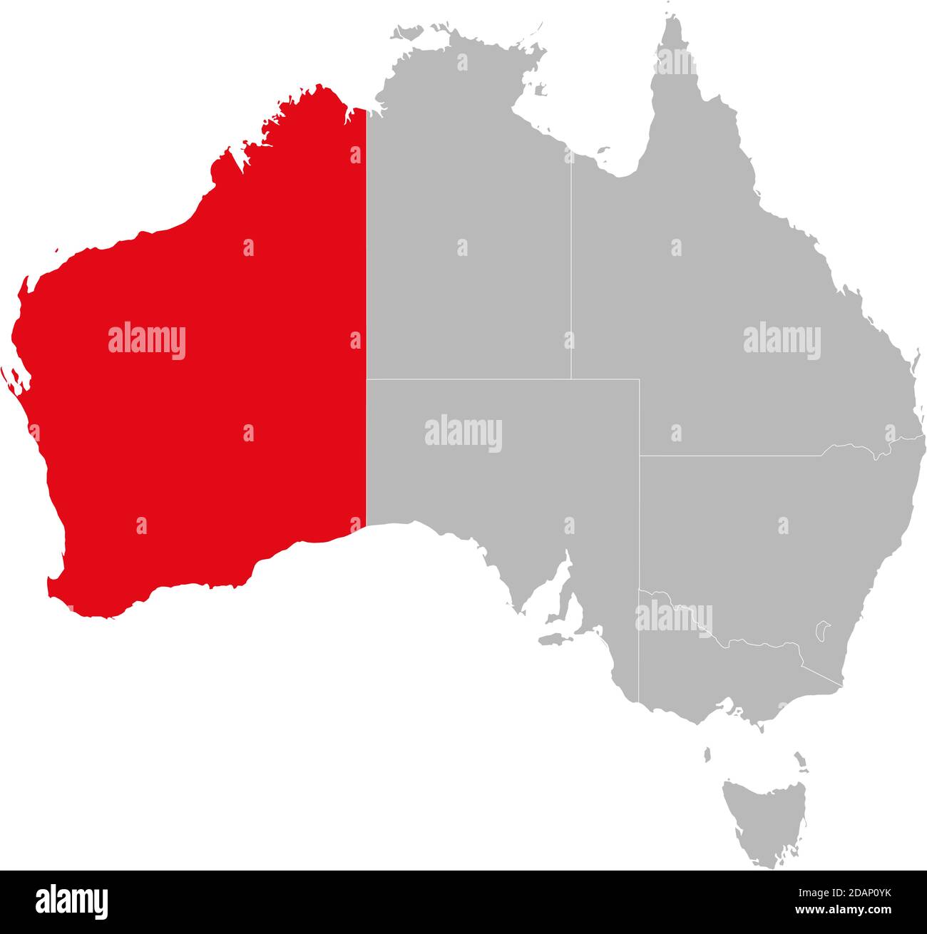 WESTERN australia State auf der Australien-Karte hervorgehoben. Geschäftskonzepte und -Hintergründe. Stock Vektor