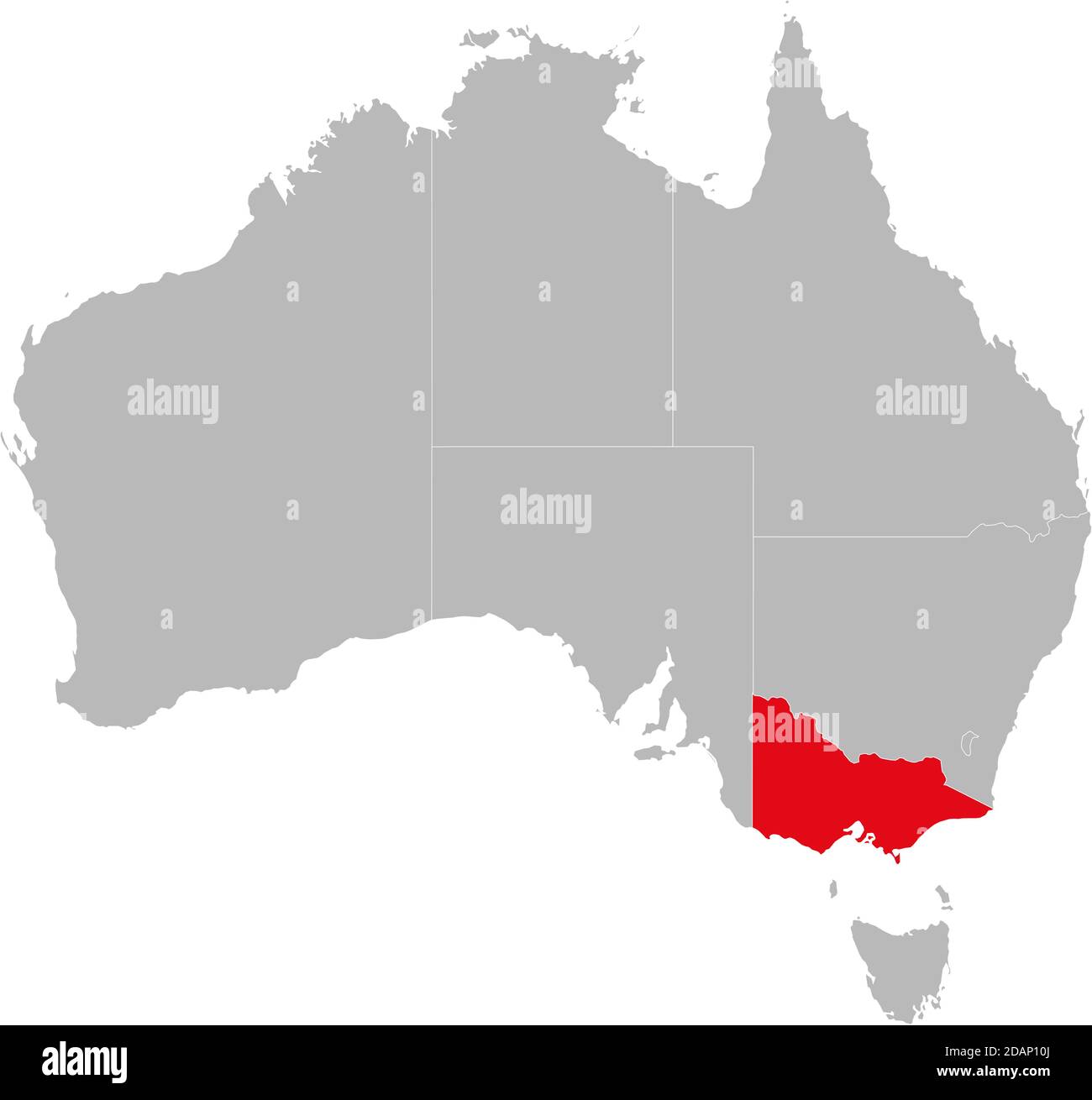 Victoria State auf der Australien-Karte hervorgehoben. Geschäftskonzepte und -Hintergründe. Stock Vektor