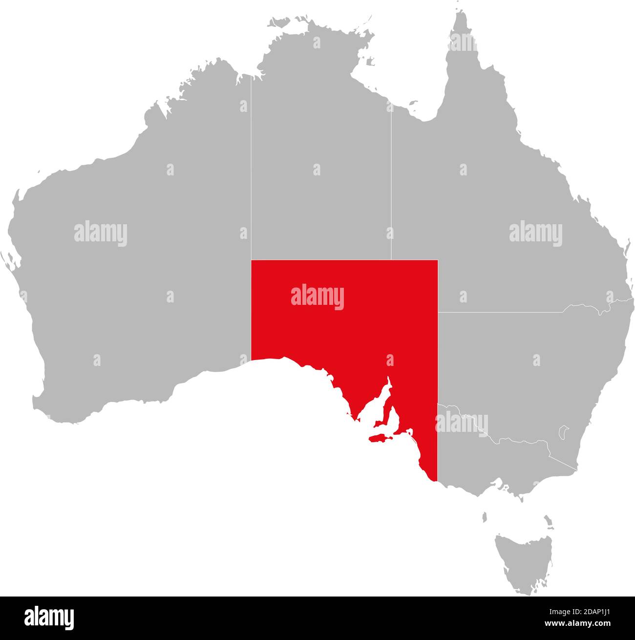 South australia State auf der Australien-Karte hervorgehoben. Geschäftskonzepte und -Hintergründe. Stock Vektor