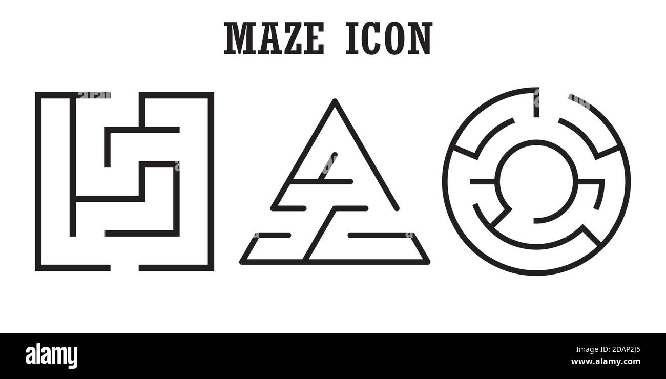 Satz von Labyrinth-Icons, Labyrinth isoliert auf weißem Hintergrund Stock Vektor