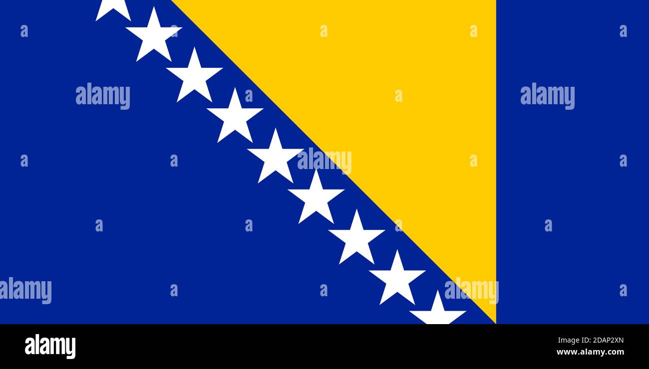 Flagge von Bosnien und Herzegowina. Wird für Reisebüros, Geschichtsbücher und Atlanten verwendet. Europa, Reisen Stock Vektor
