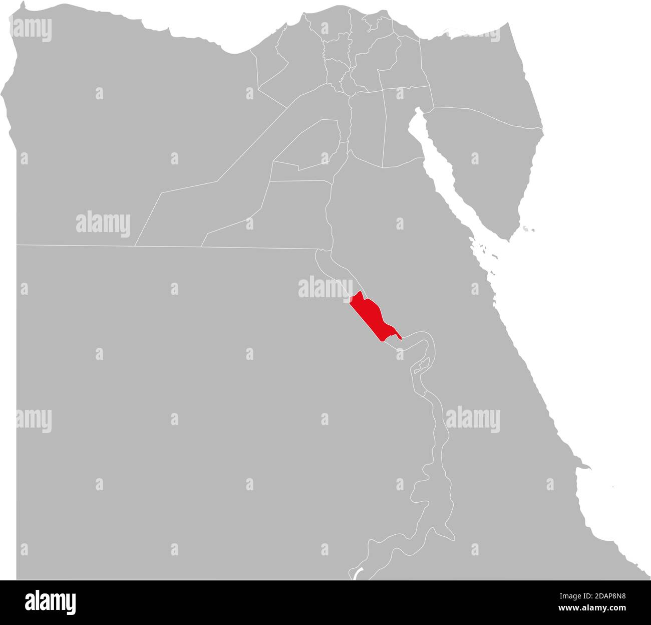 Sohag governorate auf Ägypten Karte hervorgehoben. Geschäftskonzepte und -Hintergründe. Stock Vektor