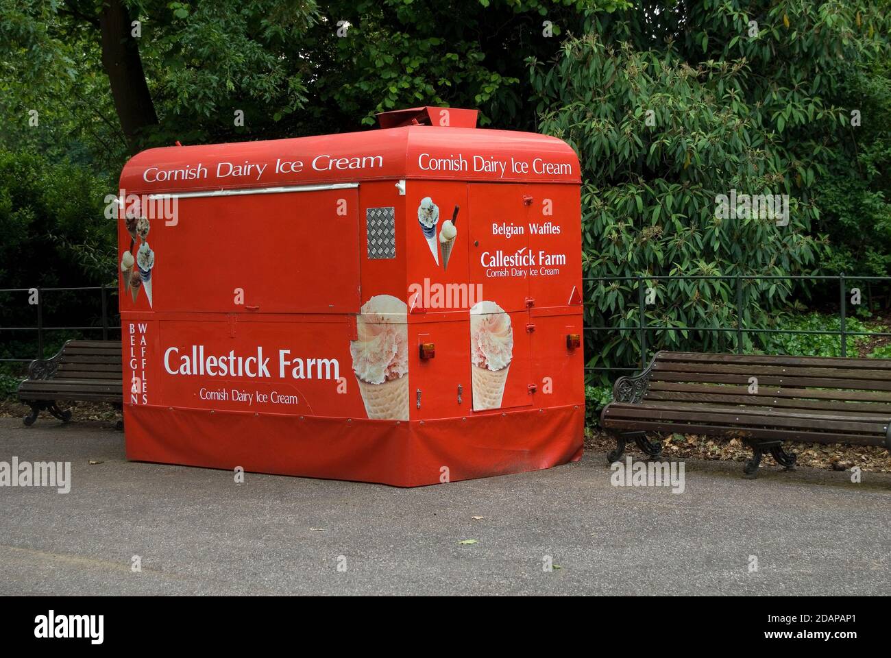 Geschlossen Cornish und Ice Cream Wagon im Battersea Park Stockfoto