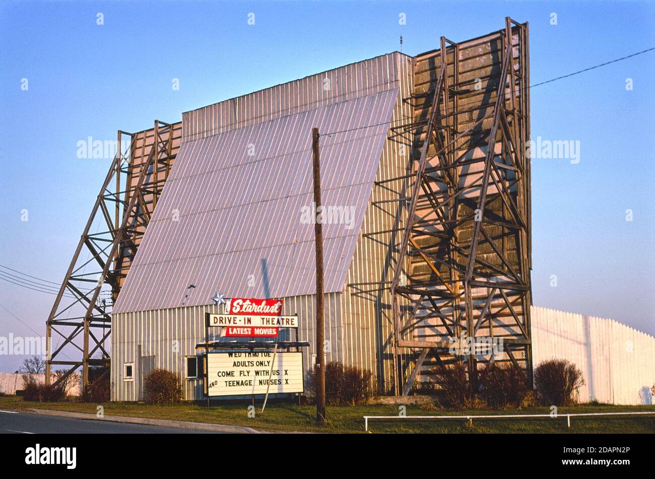 Stardust Drive-in Theater, Route 9, Plattsburgh, New York, USA, John Margolies Roadside America Photograph Archive, 1978 Stockfoto