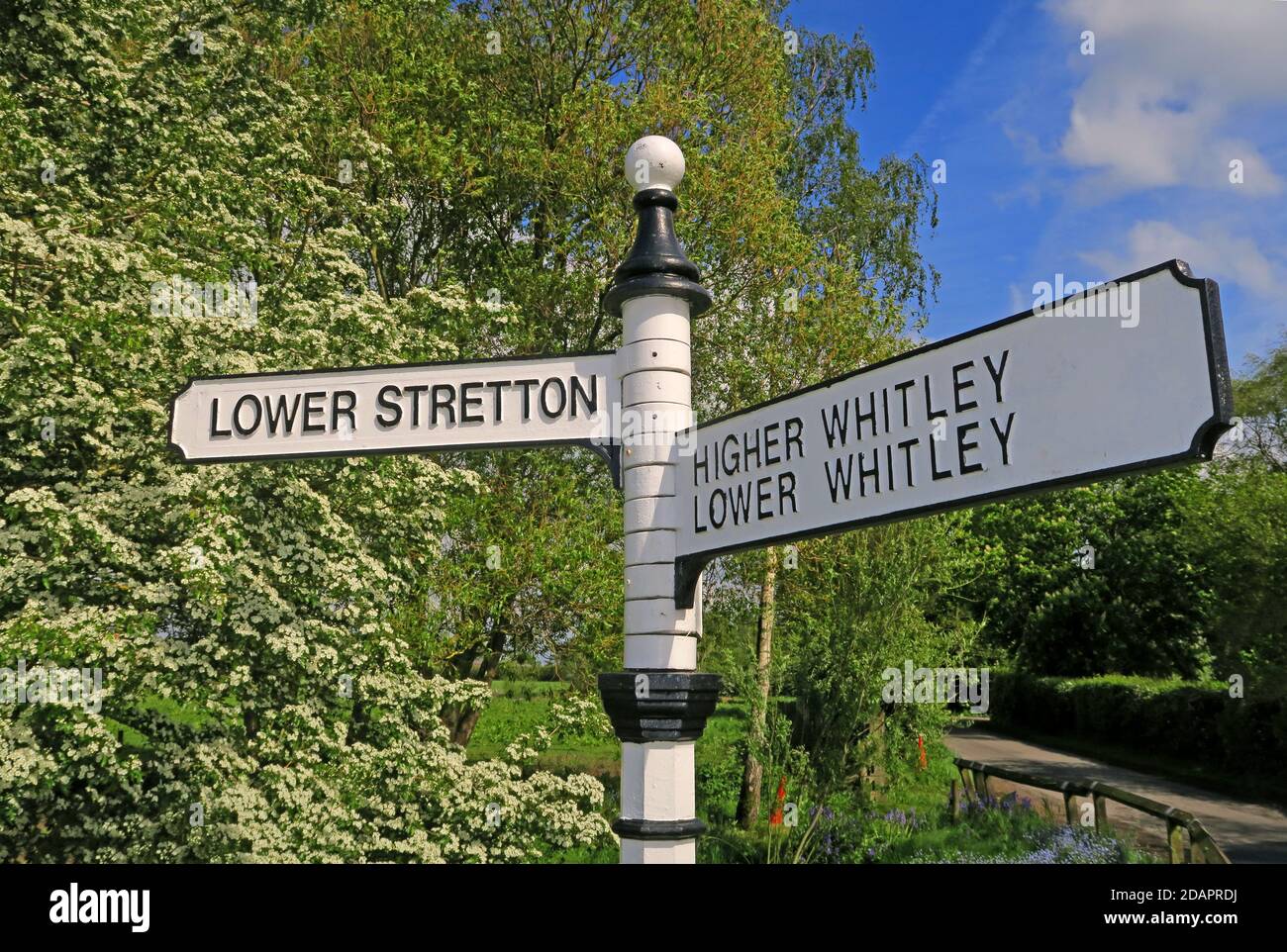 Fingerpost, Lower Stretton, Higher Whitley, Lower Whitley, Warrington, Cheshire, England, Großbritannien Stockfoto