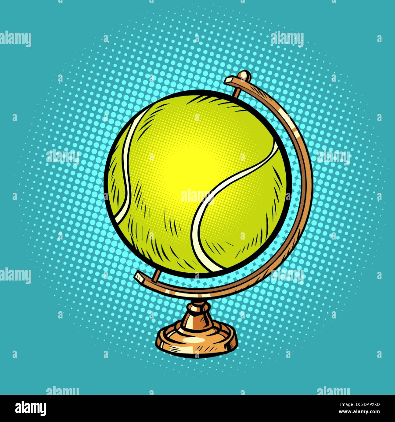 Globe internationale Tennisball Sportausrüstung Stock Vektor