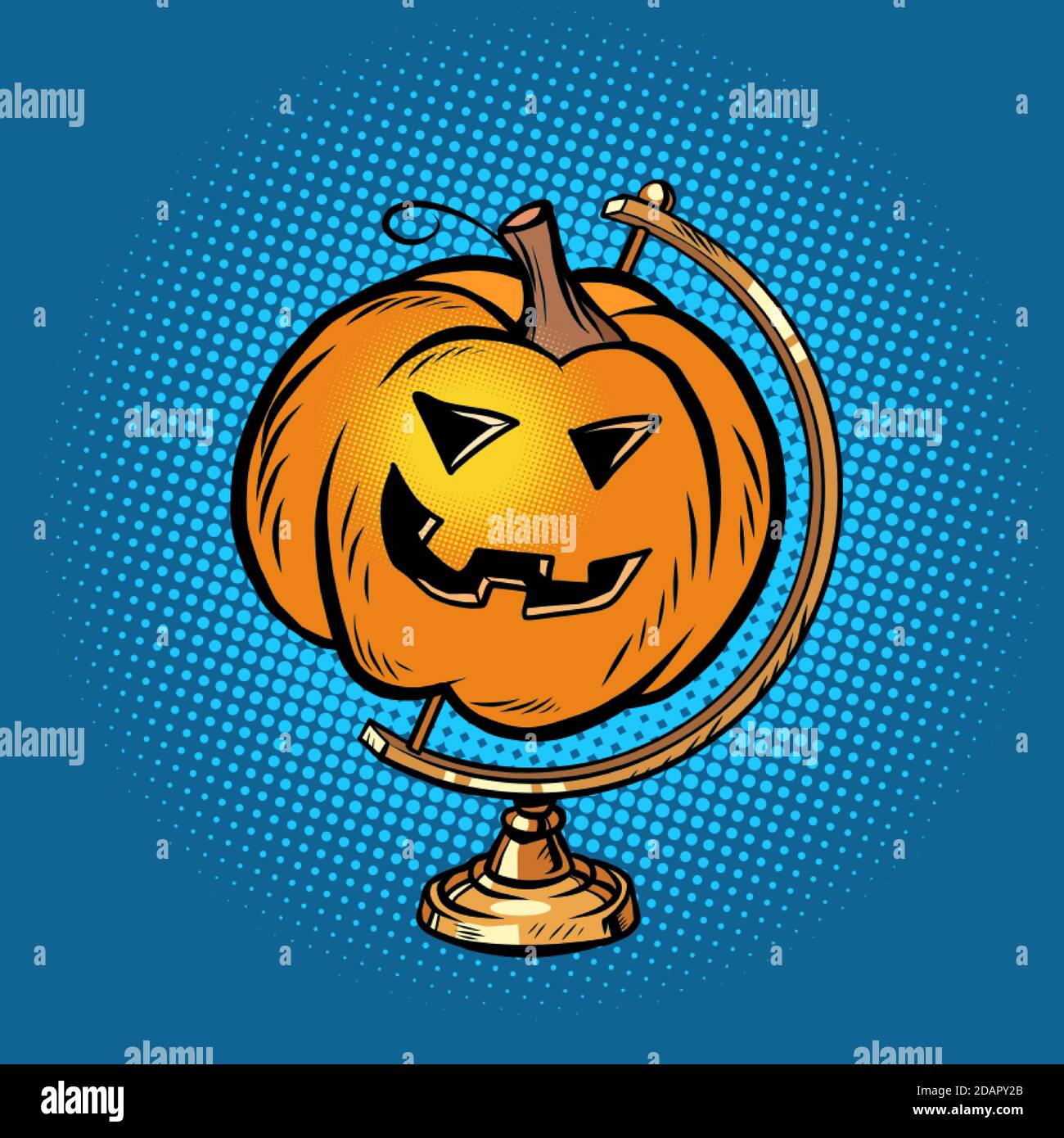 Globe international Kürbis Halloween gruseliges Gesicht lustige Urlaub Stock Vektor