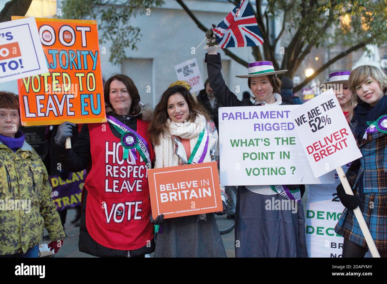 GROSSBRITANNIEN / England / London / Pro-Brexit-Aktivisten protestieren am 29. Januar 2019 vor dem Parlament in London, Unite Stockfoto