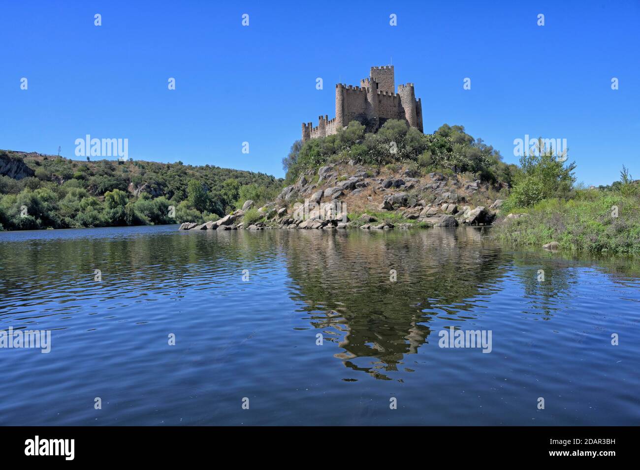 Schloss Almourol am Fluss Tejo, Ribatejo, Portugal Stockfoto