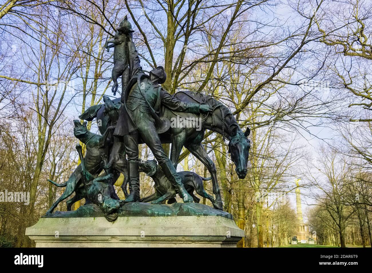 Fuchsjagd, Skulptur, Grosser Tiergarten, Berlin, Deutschland Stockfoto