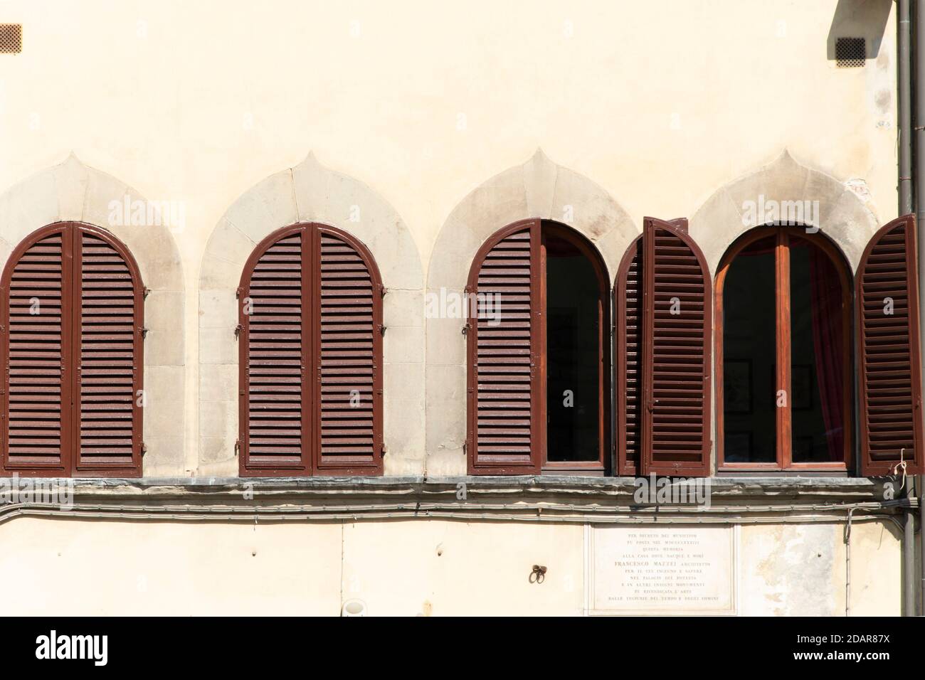 Gebäudefassade in der Stadt Florenz, Toskana, Italien Stockfoto