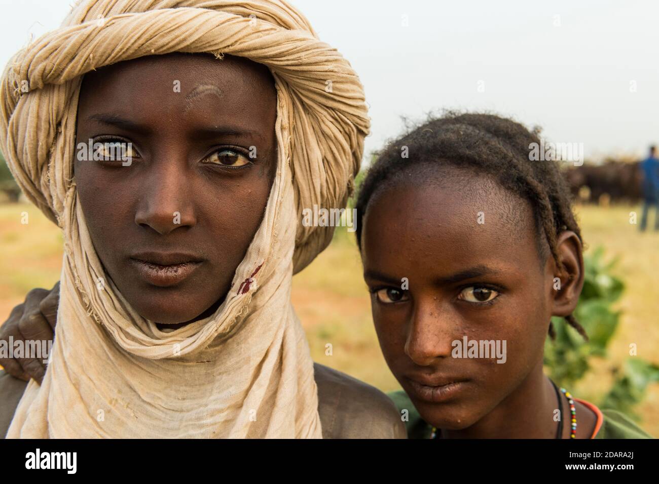 Junge peul Männer, Gerewol Festival, Balz Ritual Wettbewerb unter den Woodaabe Fula Menschen, Niger Stockfoto