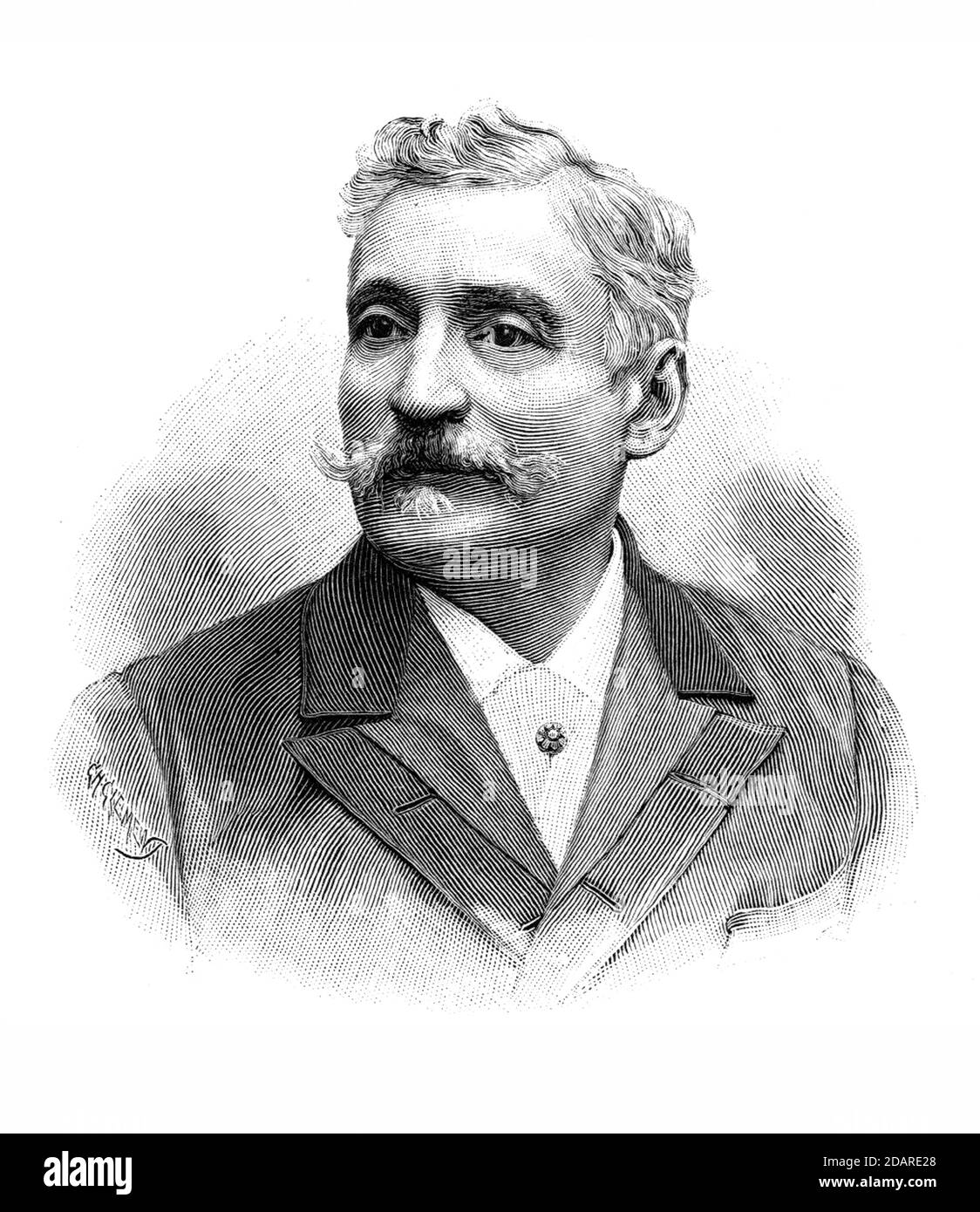 1895 Ca , PARIS , FRANKREICH : der französische Maler FRANCISQUE DESPORTES ( 1849 - 1909 ). Porträt von C.H. Clement .- KUNST - ARTE - PITTURA - Malerei - PITTORE - Künstler - artista - Portrait - ritratto - baffi - Schnurrbart --- ARCHIVIO GBB Stockfoto