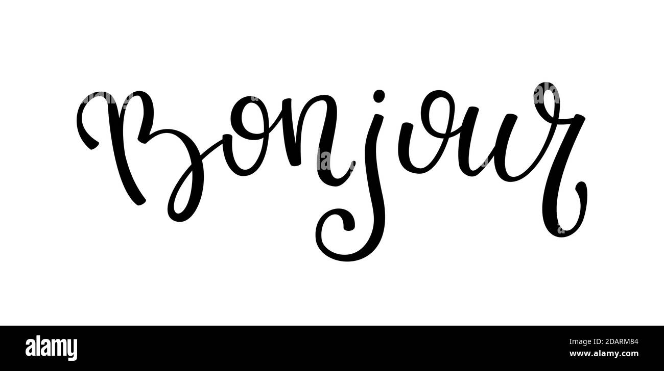 Handschriftzug Guten Morgen. Französische Buchstaben. Vorlage für Karte, Poster, Druck. Stock Vektor