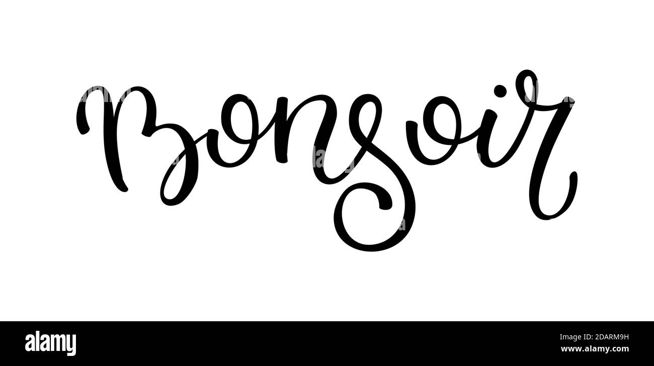 Handschriftzug Guten Abend. Französische Buchstaben. Vorlage für Karte, Poster, Druck. Stock Vektor