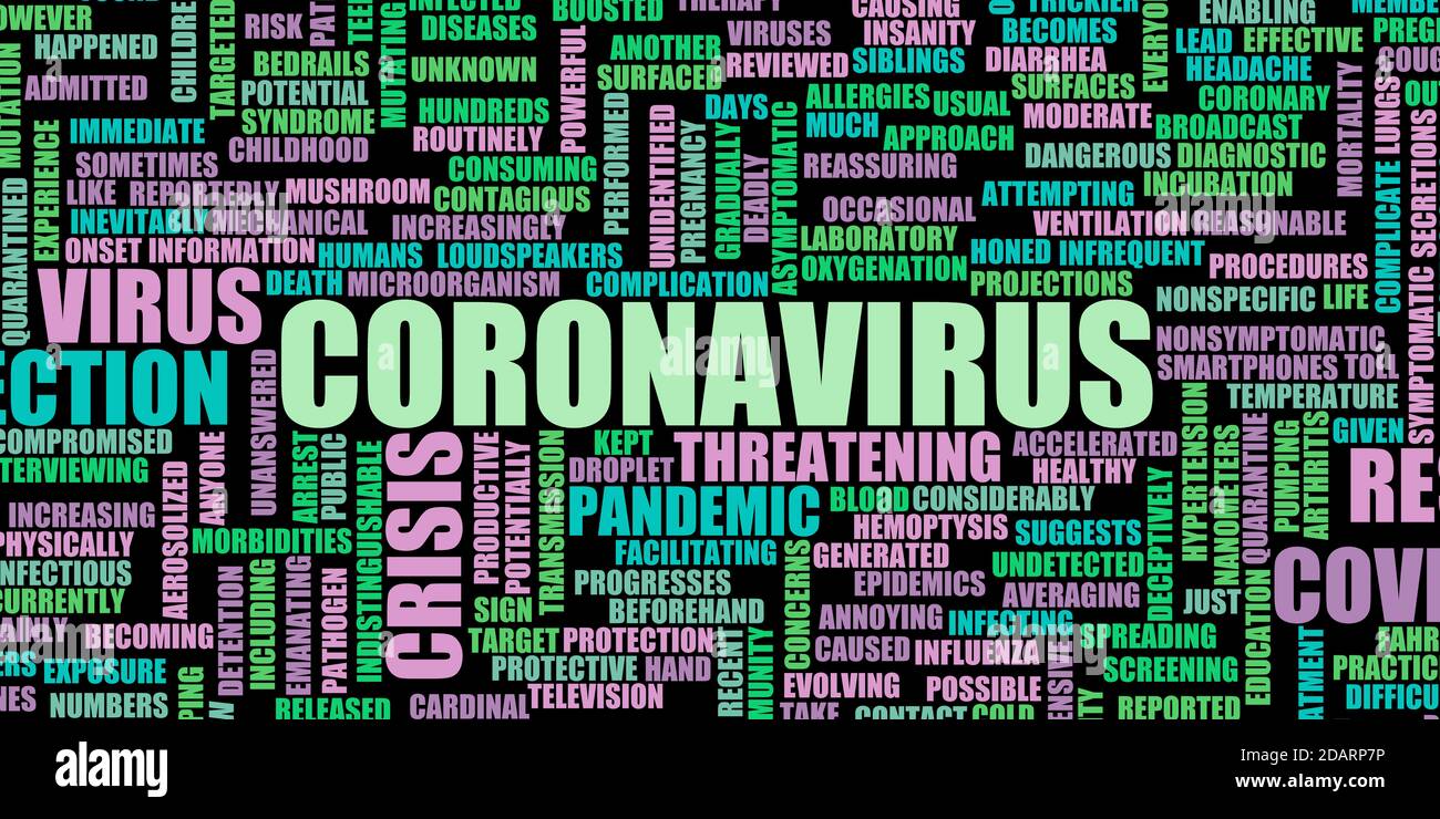Coronavirus Infektionskonzept in Schwarz und Grün Stockfoto