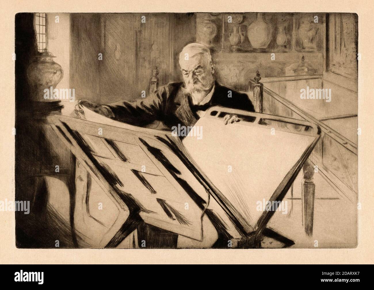 1924 Ca , Paris , FRANKREICH : der französische Maler und Illustrator HENRY GERBAULT ( Henri , 1863 - 1930 ) . War der Neffe des berühmten Dichters Sully Prudhomme. Portrait von Edgar Chahine ( 1874 - 1947 ). - KUNST - ARTI VISIVE - ARTE - Francia - PORTRAIT - RITRATTO - GESCHICHTE - FOTO STORICHE - BELLE EPOQUE - baffi - Schnurrbart - inzisione - illustrazione - Illustration - ILLUSTRATORE --- Archivio GBB Stockfoto