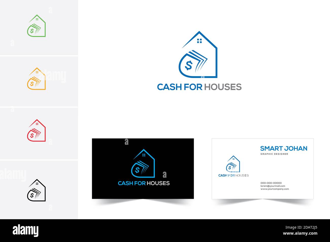 Geld und Haus Logo Vorlage, Symbol, Symbol - Vektor Stockfoto