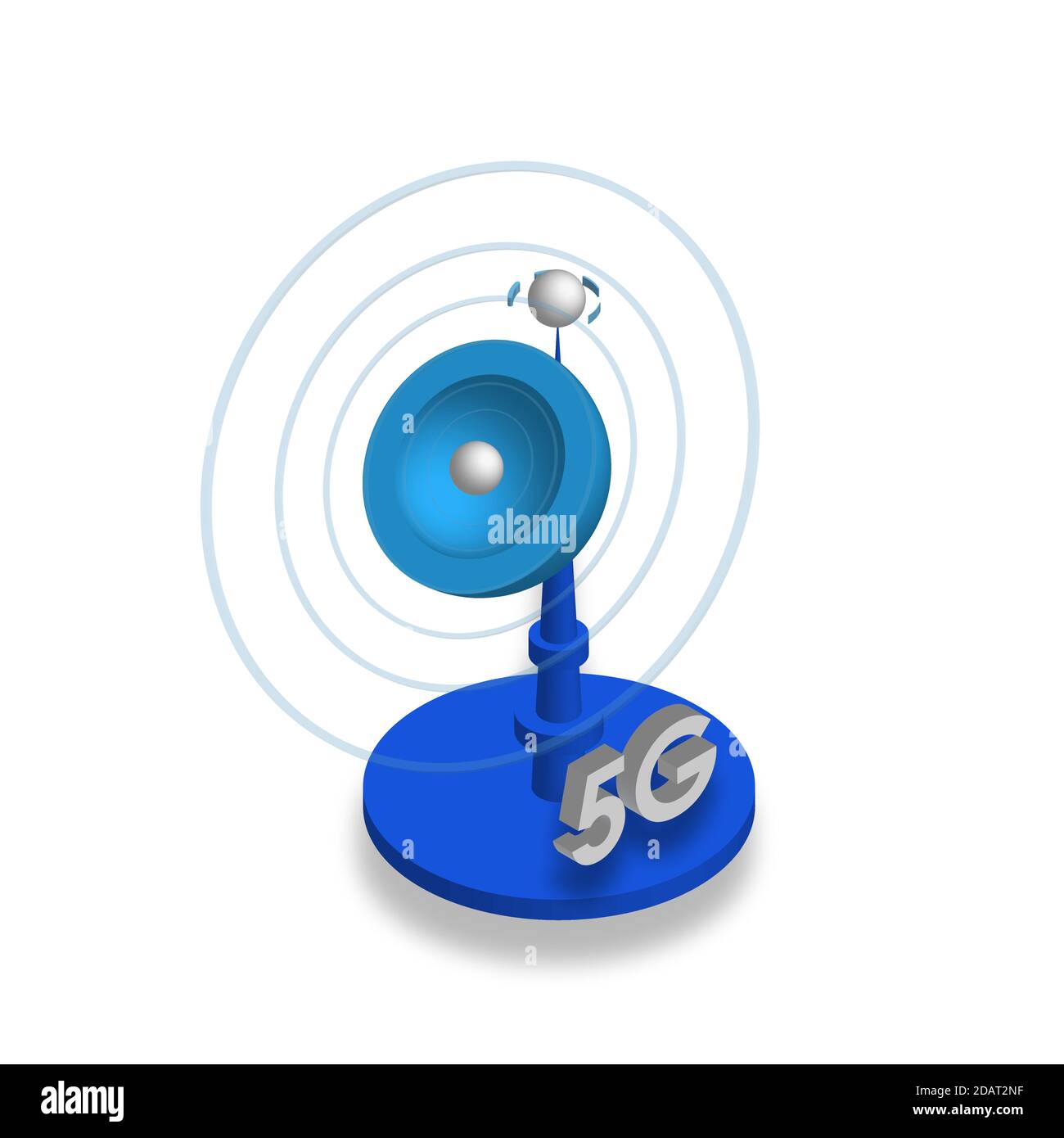 Telekommunikationsantenne in isometrisch. Geräte für Kommunikation und drahtlose Netzwerke. Isolierter Vektor Stock Vektor