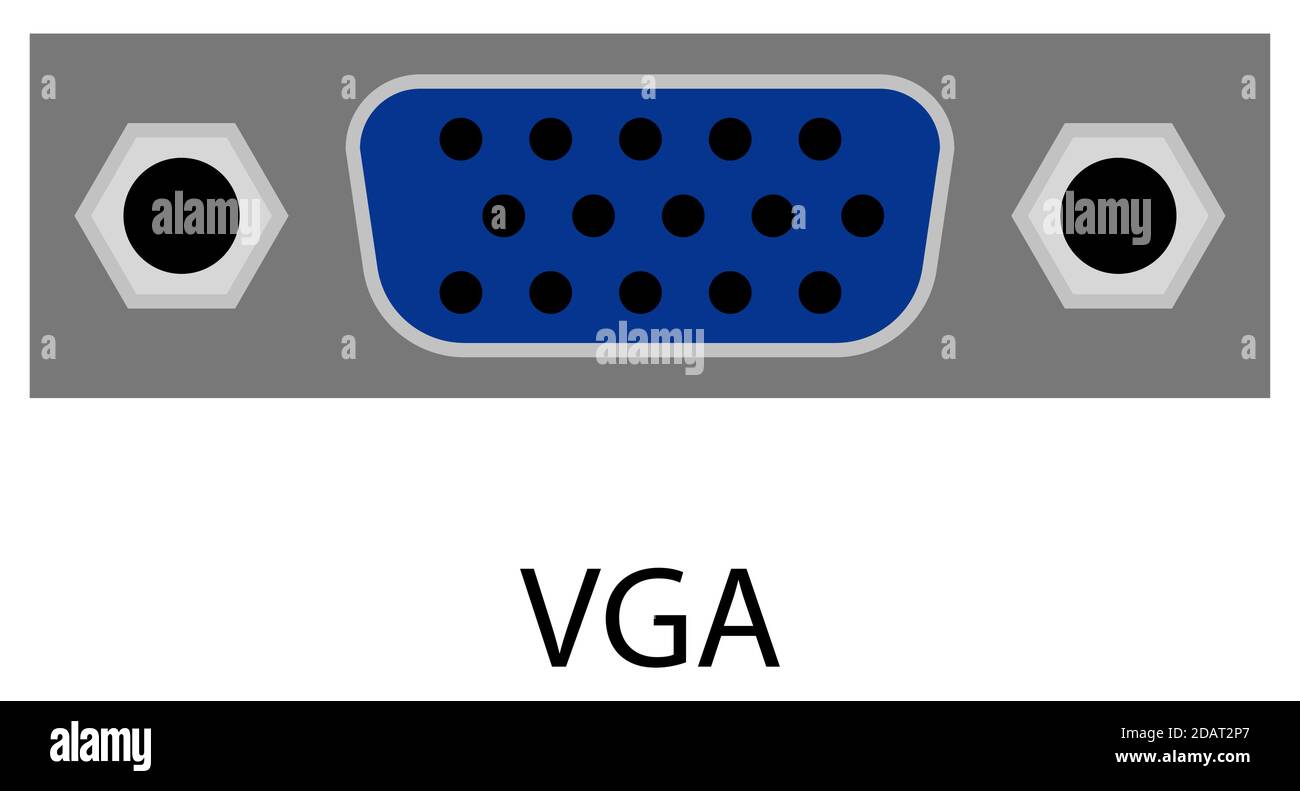 VGA-Anschluss für einen Monitor, Peripheriegeräte auf transparentem Hintergrund Stock Vektor