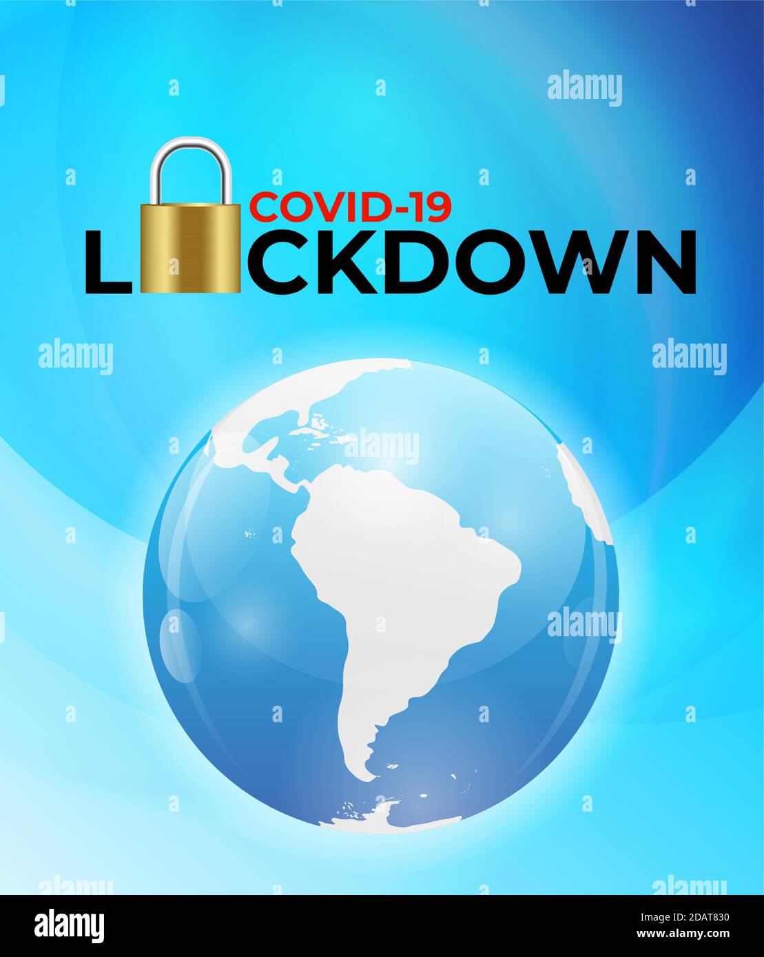 Farbiges COVID-19 World Lockdown Konzept. Vektorgrafik Stock Vektor