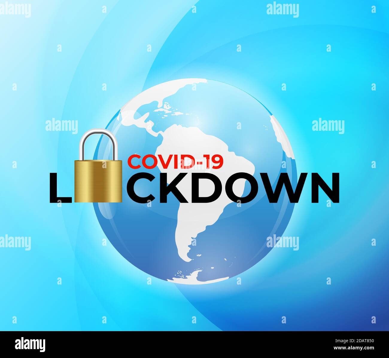 Farbiges COVID-19 World Lockdown Konzept. Vektorgrafik Stock Vektor