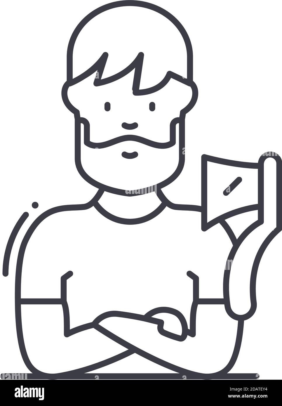 Zimmermann Symbol, lineare isolierte Illustration, dünne Linie Vektor, Web-Design-Zeichen, Kontur Konzept Symbol mit editierbaren Kontur auf weißem Hintergrund. Stock Vektor