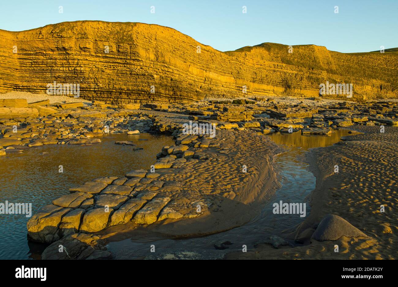 Dunraven Bay Cliffs an einem Winternachmittag im November Stockfoto