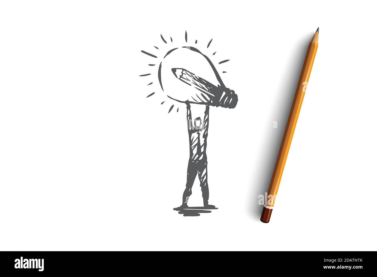 Idee, kreativ, Lampe, Geschäft, Innovationskonzept. Von Hand gezeichneter isolierter Vektor. Stock Vektor