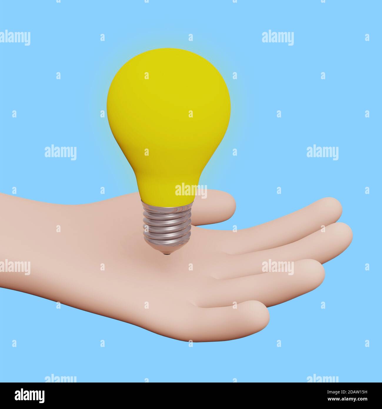 Birne Hand Idee Lampe Innovation Inspiration Kreativität 3D Illustration Stockfoto