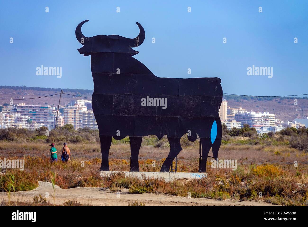 Großer schwarzer Osborne Bull, Santa Pola, Costa Blanca, Spanien Stockfoto