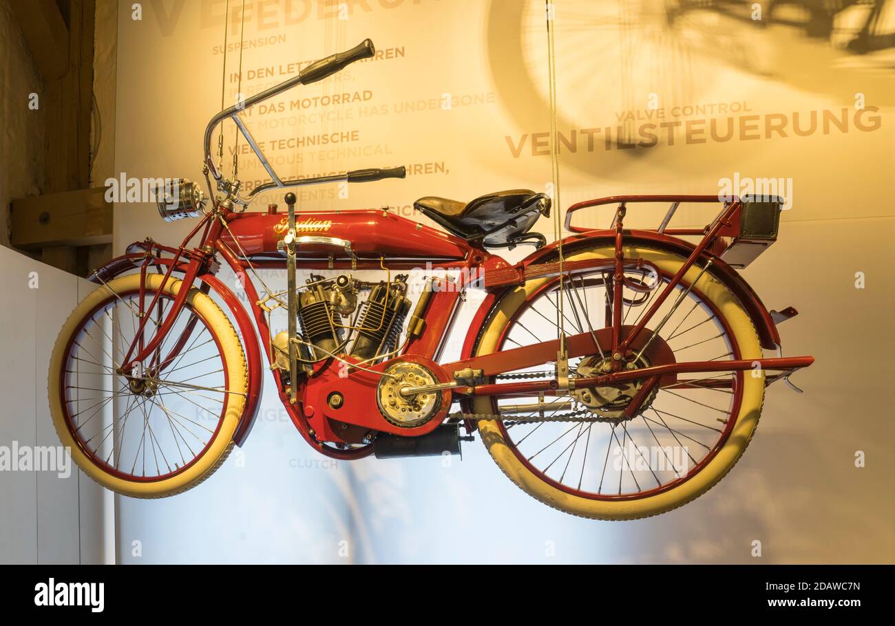 Indisches Motorrad 7hp, 1918, PS.SPEICHER Museum, Einbeck, Niedersachsen, Deutschland Stockfoto