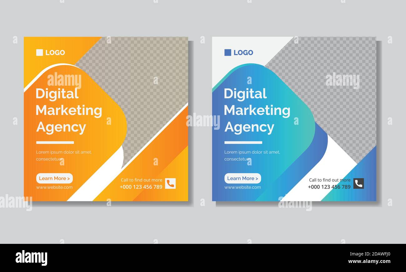 Digital Marketing Agentur Vektor Social Media Post Template Design. Vector Office Werbeprojekt. Stock Vektor