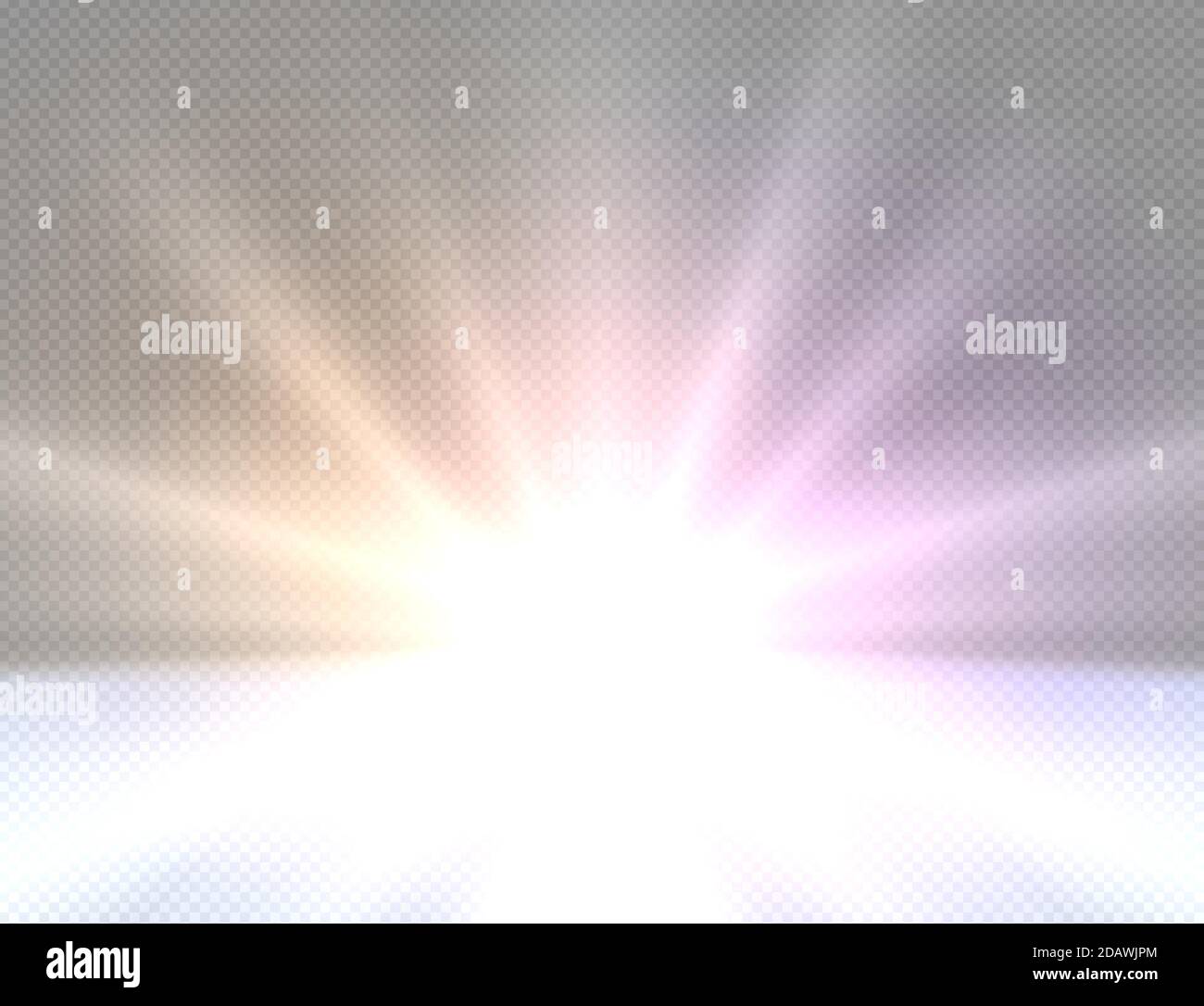 Abstraktes goldenes helles Licht. Weiß Glanz Burst Vektor-Illustration isoliert. Helle und glänzende Farbe Licht Stern. Lichteffekt transparenter Hintergrund Stock Vektor