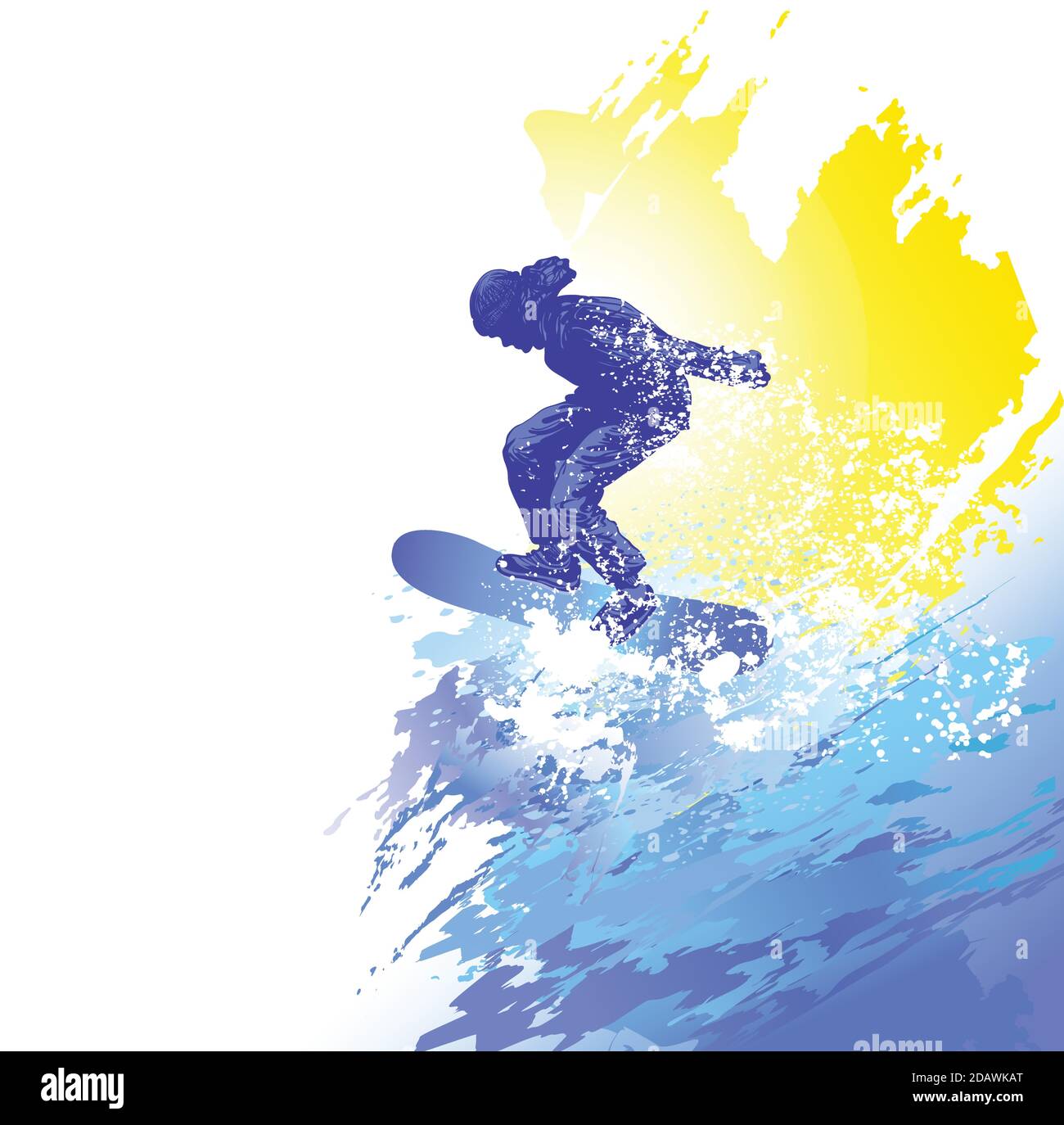 Snowboarder springen. Extremsport im Winter Stock Vektor