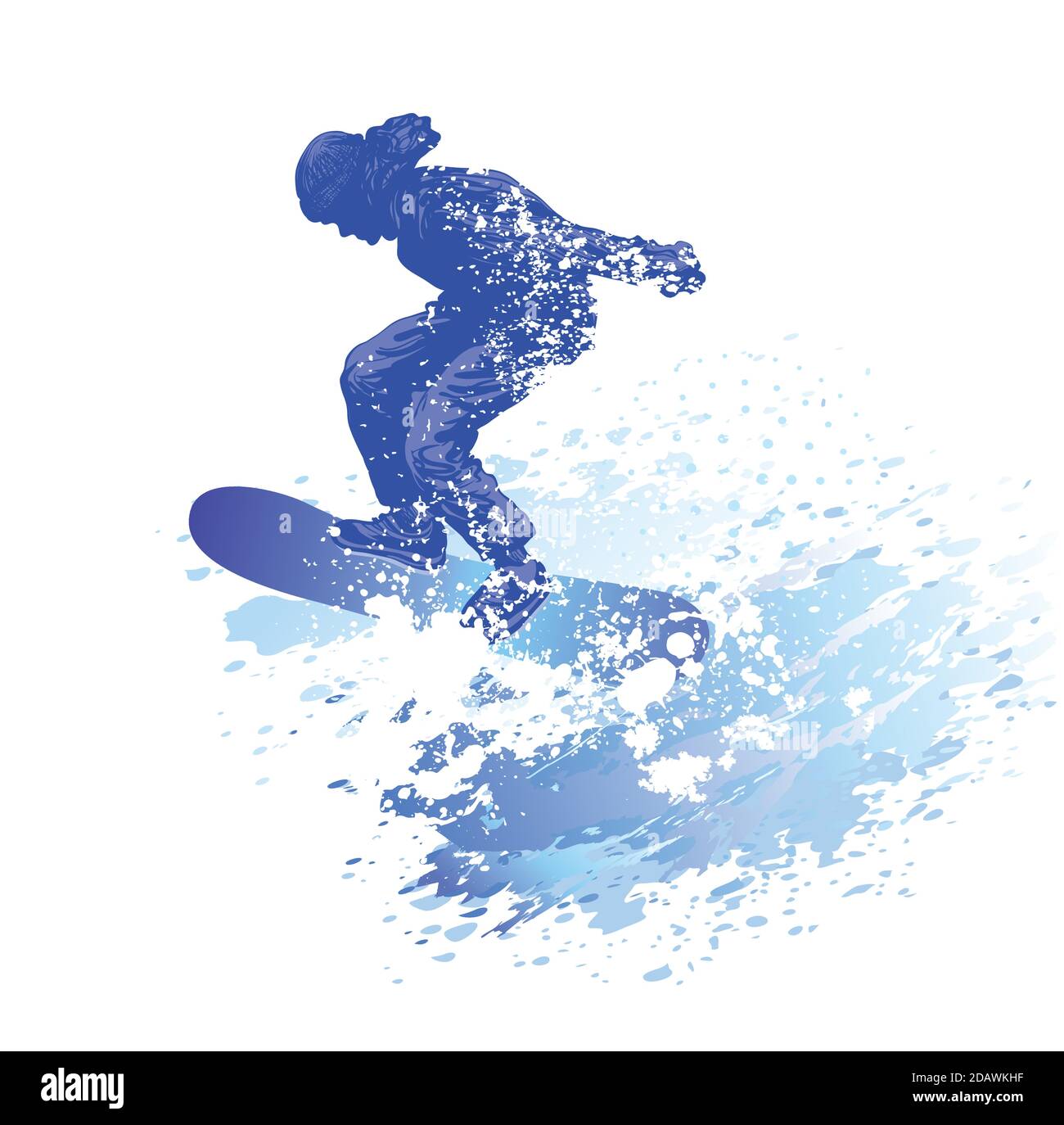 Snowboarder springen. Extremsport im Winter Stock Vektor