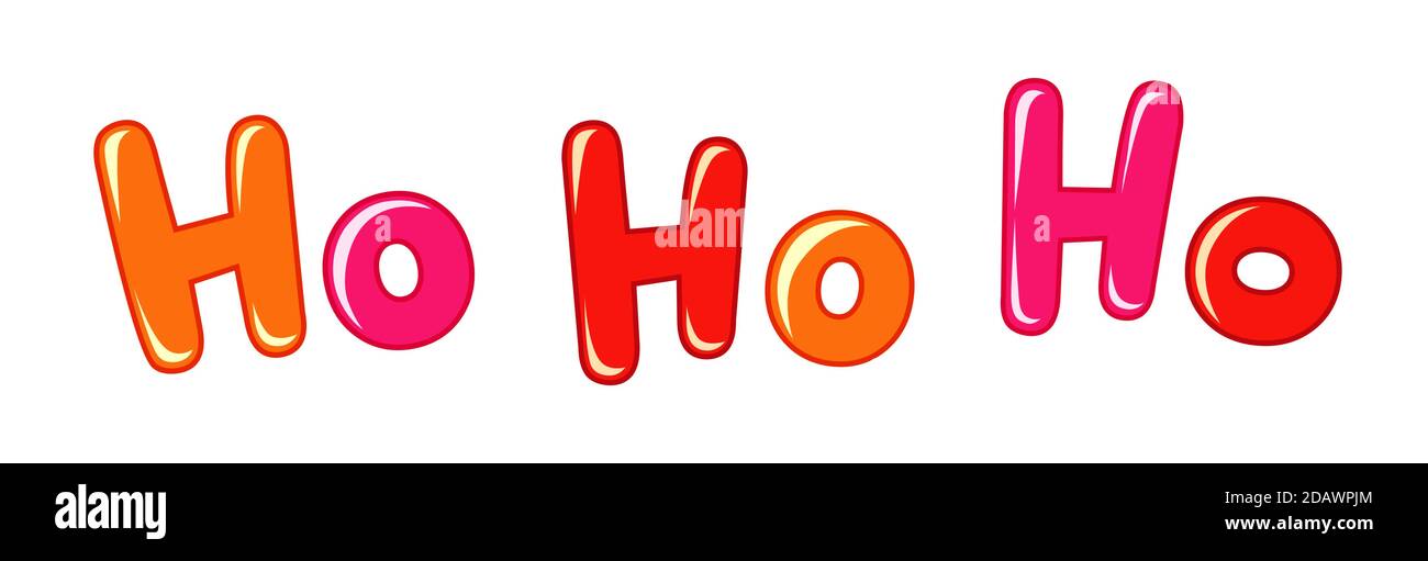 Ho-ho-ho Weihnachtsbanner. Horizontaler weißer Hintergrund und helle 3D ho-ho-ho! Dekorative rote Buchstaben. Isolierte abstrakte Grafik-Design-Vorlage. Grüße Stock Vektor