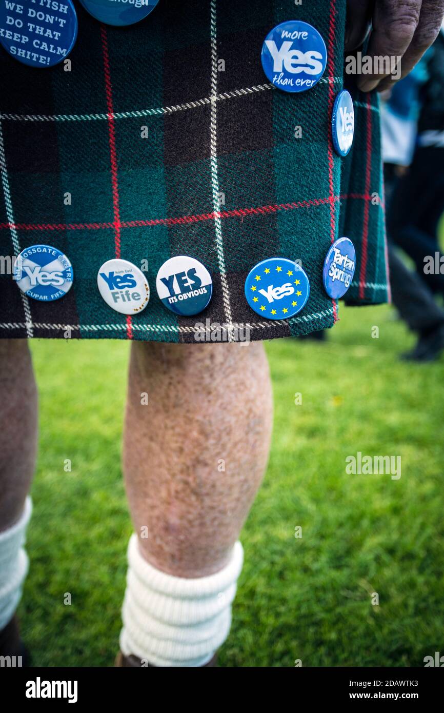 SCHOTTLAND / EDINBURGH / Schotte mit Kilt AT während des Pro Scottish Independence March am 6.10.2018 in Edinburgh, Großbritannien. Stockfoto