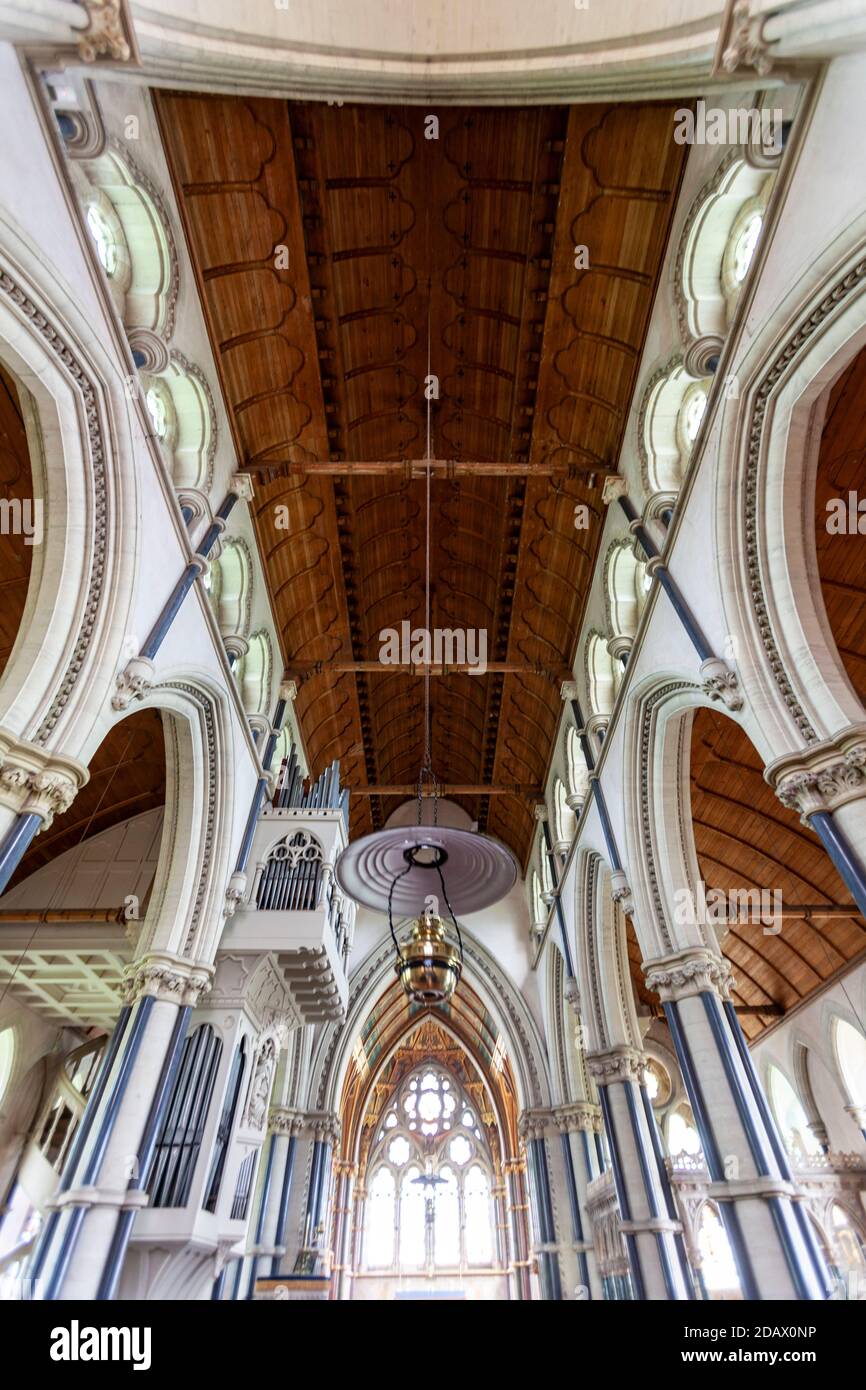 Decke der Kirche St. Mary, Studley Royal, North Yorkshire, England, Großbritannien Stockfoto