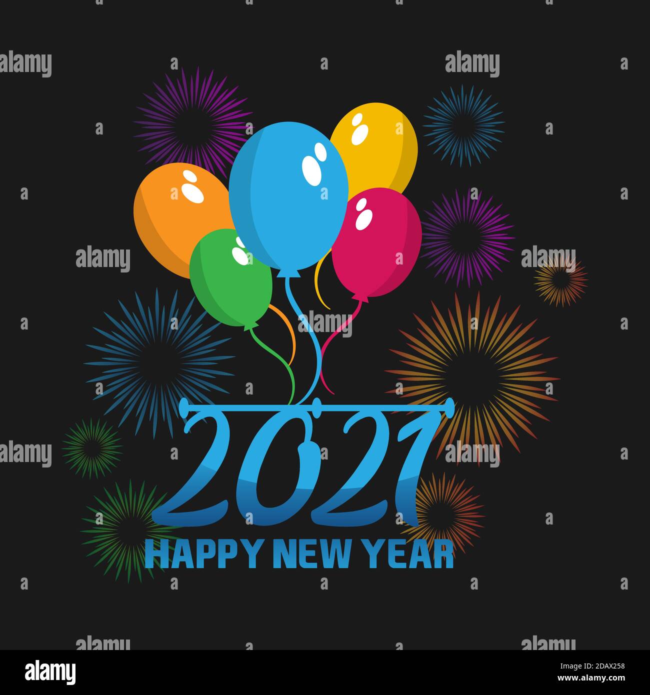 Frohes neues Jahr Elegantes Design von farbigen 2021 Logo-Nummern. Typografie für 2021 Save the date Luxus-Designs und Neujahr Feier einladen. Stock Vektor