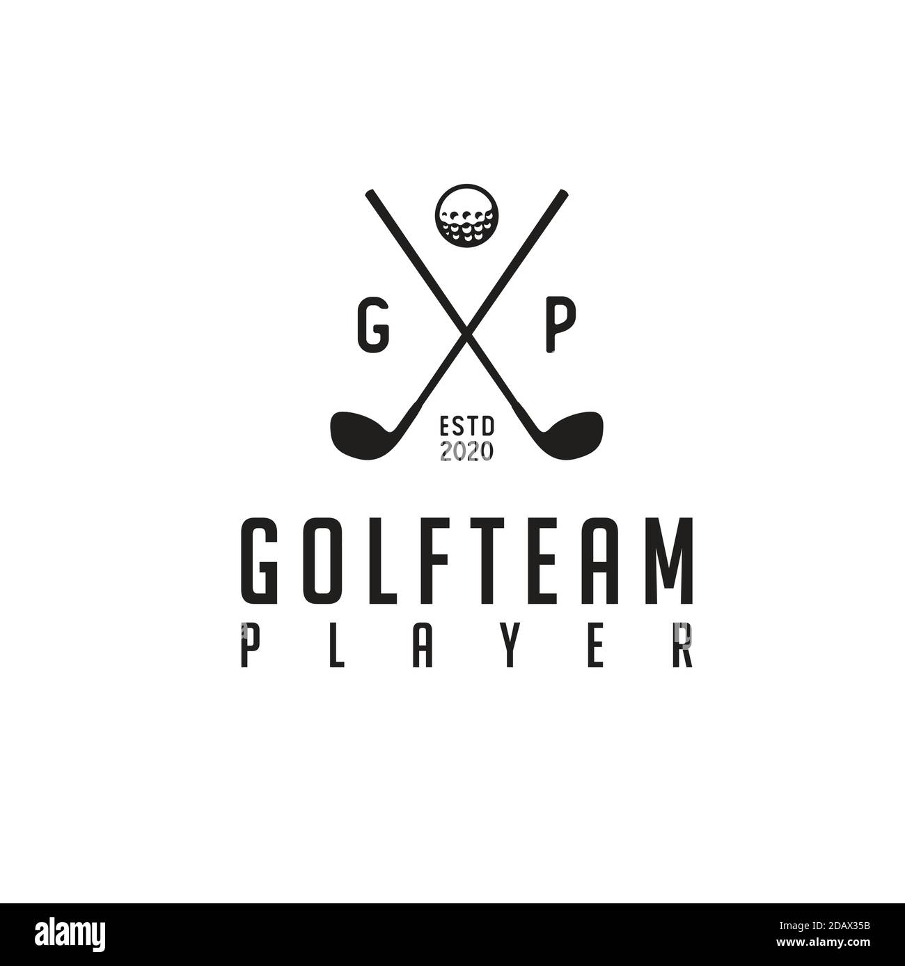 Einfaches Vintage Retro gekreuzten Stick Golf Logo Design Stock Vektor