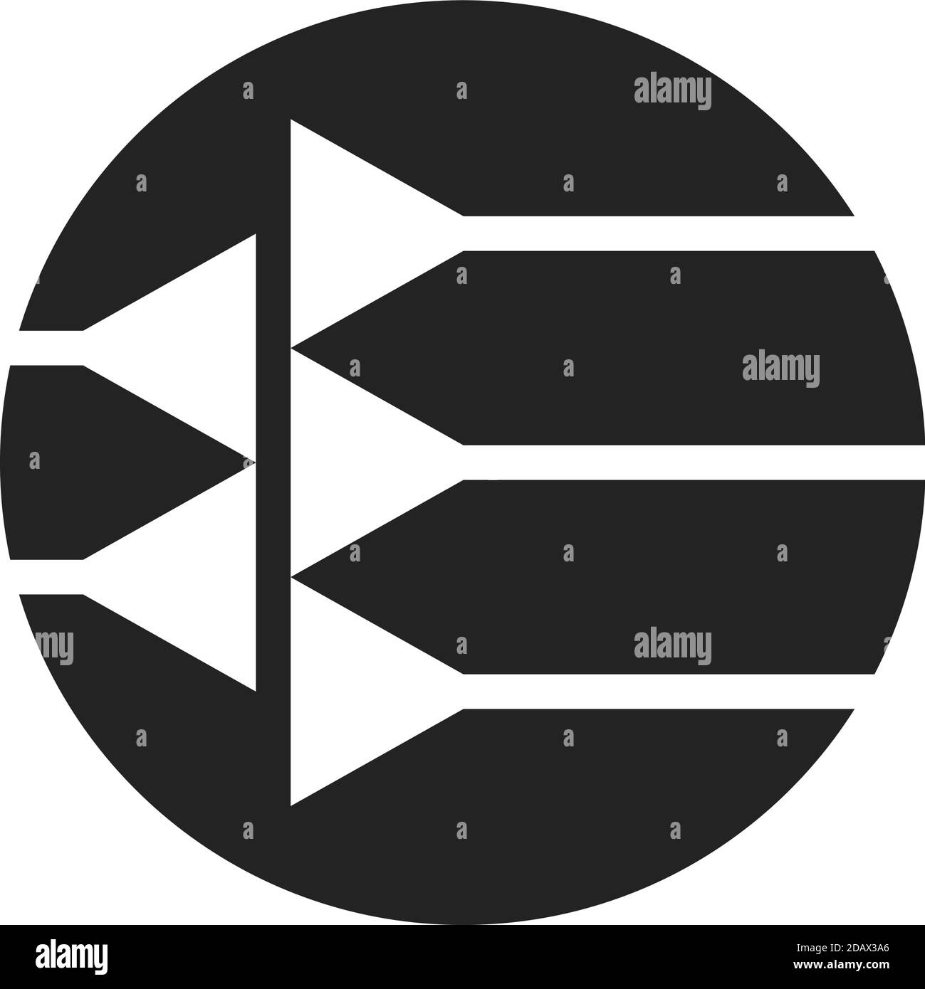 Abstrakte geometrische Formen in einem schwarzen Kreis. Minimalistisches Logo-Design. Vektorvorlage für Ihr Projekt. Stock Vektor