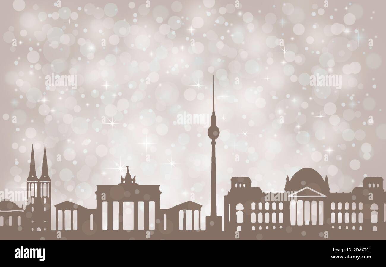 Berlin City ​​silhouette , abstrakte Schnee fallen Winter weihnachten Stockfoto