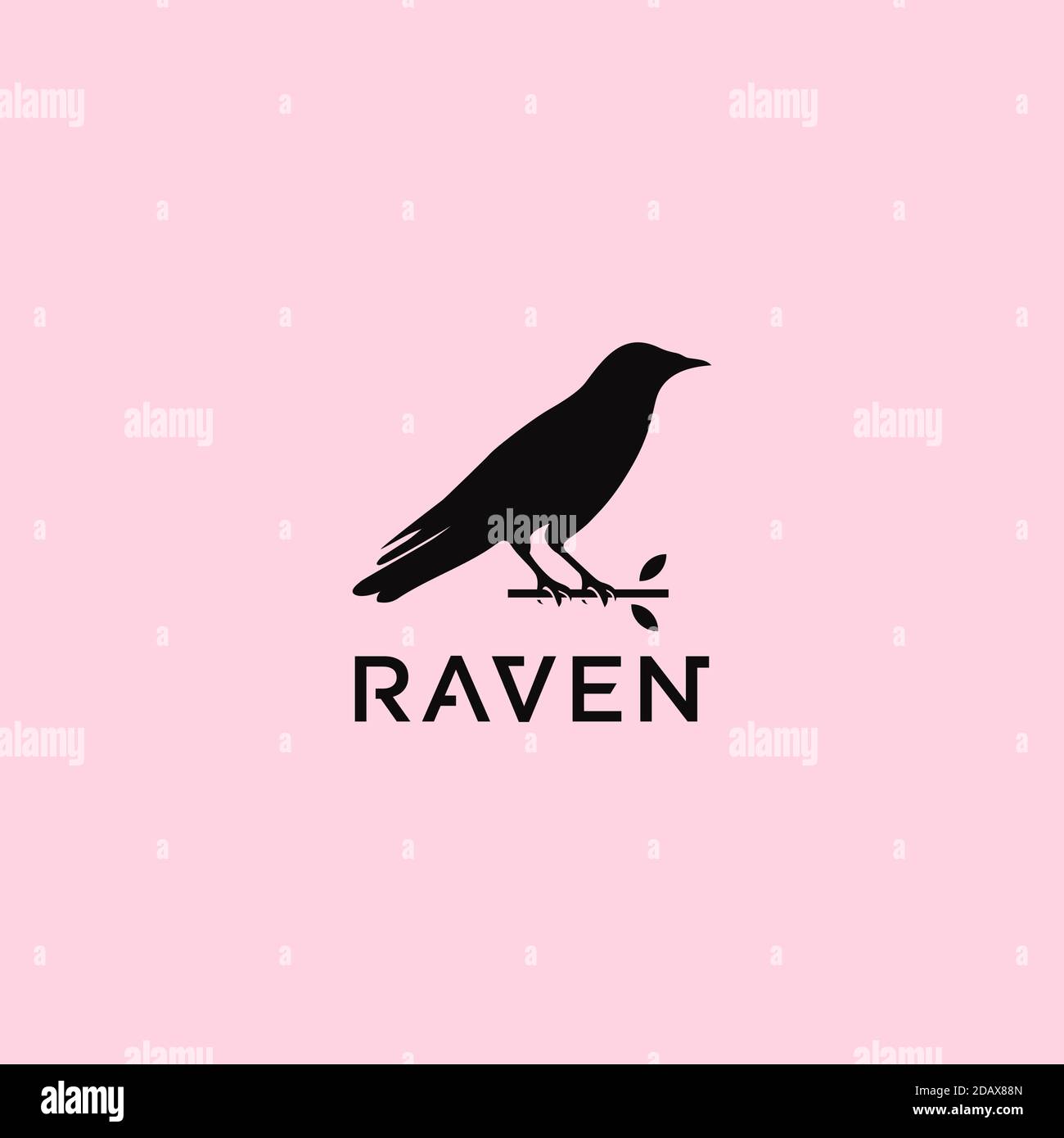 Raven Silhouette Logo-Design Stock Vektor