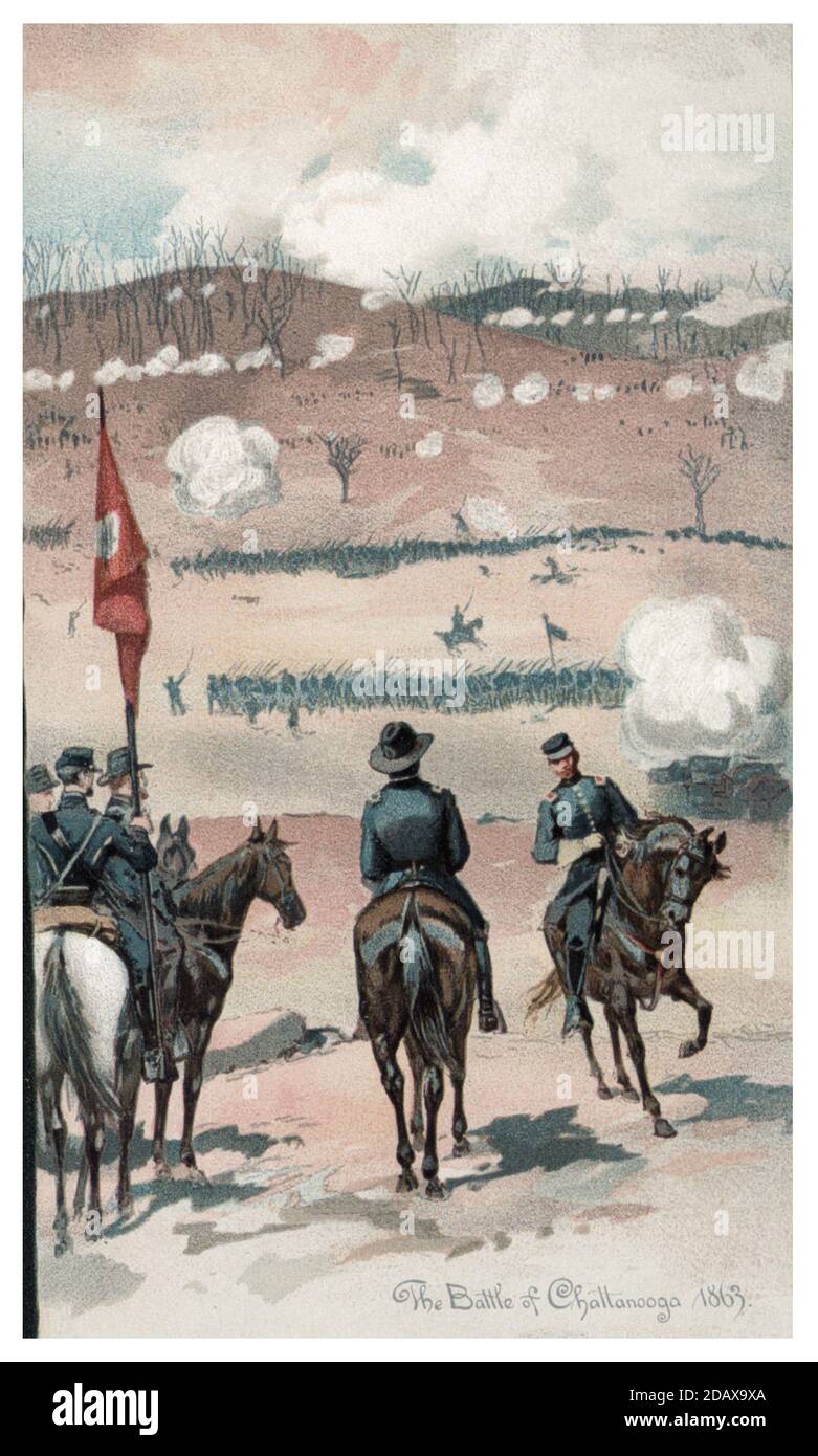 Amerikanischer Bürgerkrieg. 1861-1865 Chattanooga Kampagne oder die Kämpfe um Chattanooga, (23.–25. November 1863) Union Major General Ulysses S. Grant, fighti Stockfoto