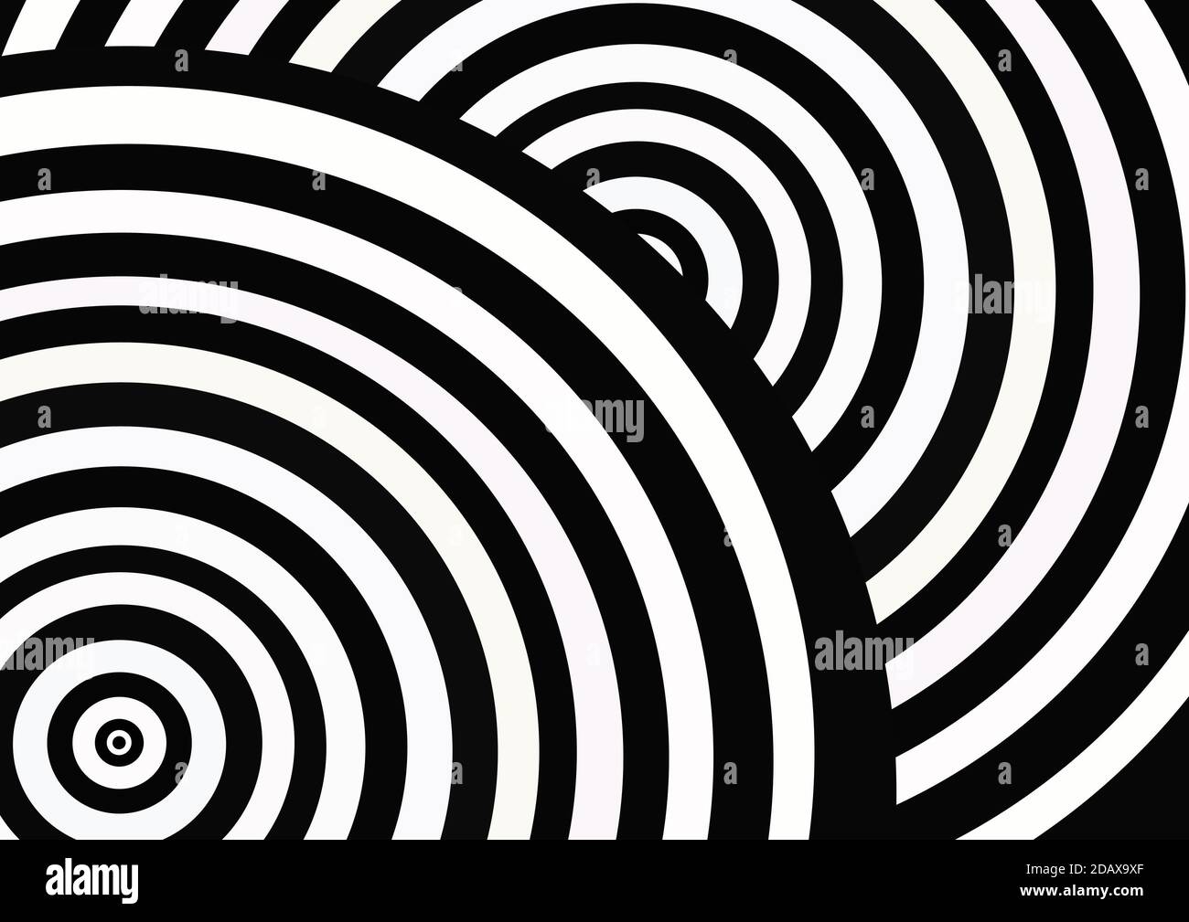 Abstrakter Kreis mit schwarzem und weißem Hintergrund Stockfoto