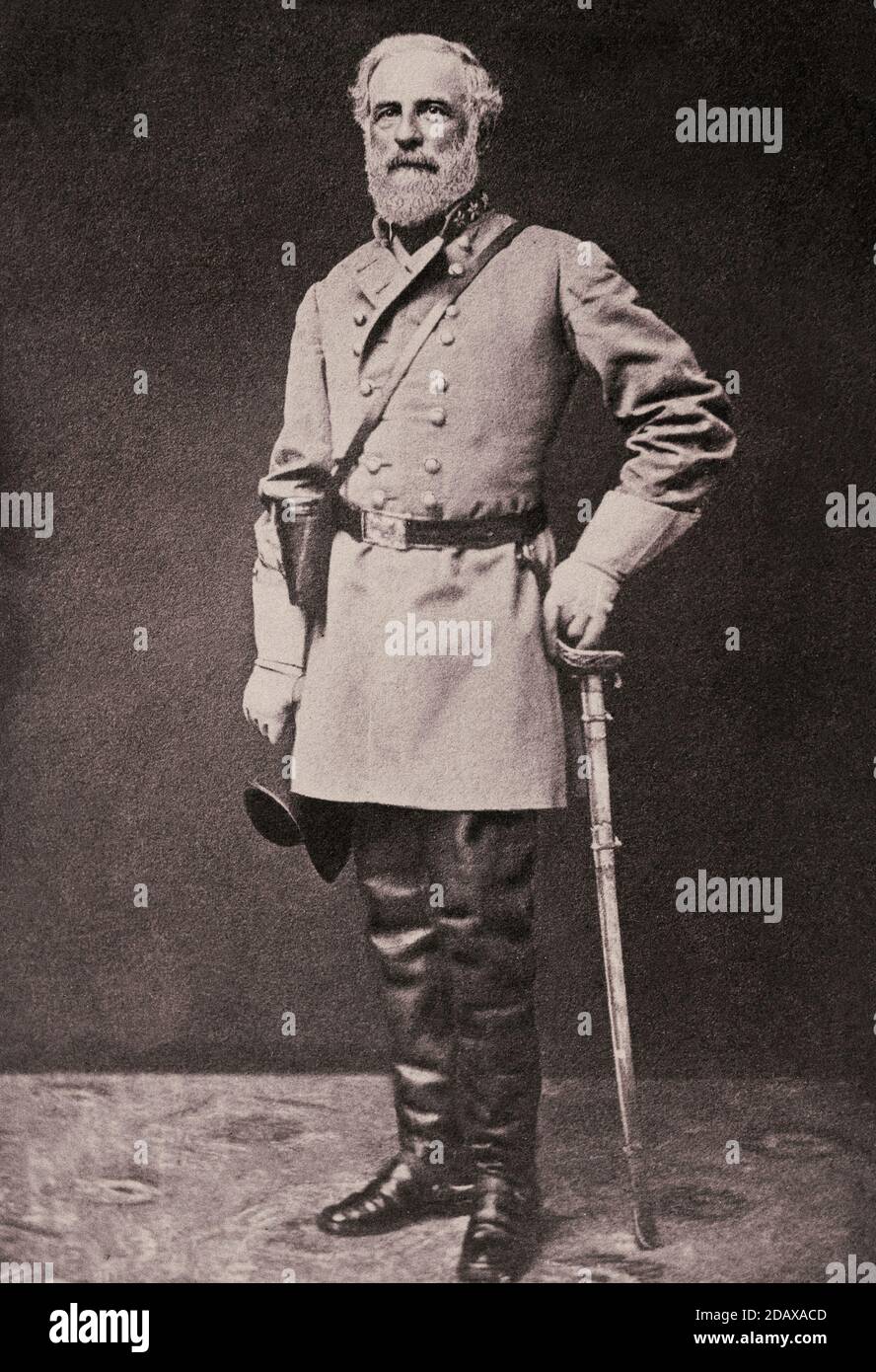Antikes Foto von Robert Edward Lee. Robert Edward Lee (1807 – 1870) war ein amerikanischer General der Konföderation, der am besten als Kommandant der Konföderation bekannt war Stockfoto