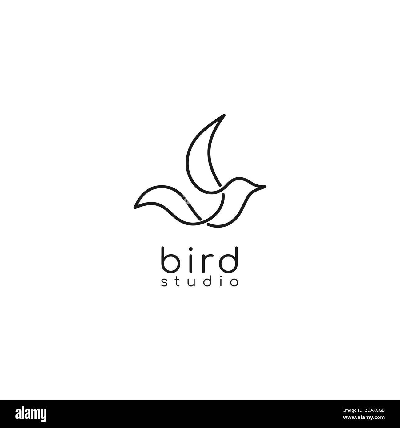 Vogel Logo Vektor Linie Umriss Monoline Kunst Symbol Vektor Stock Vektor