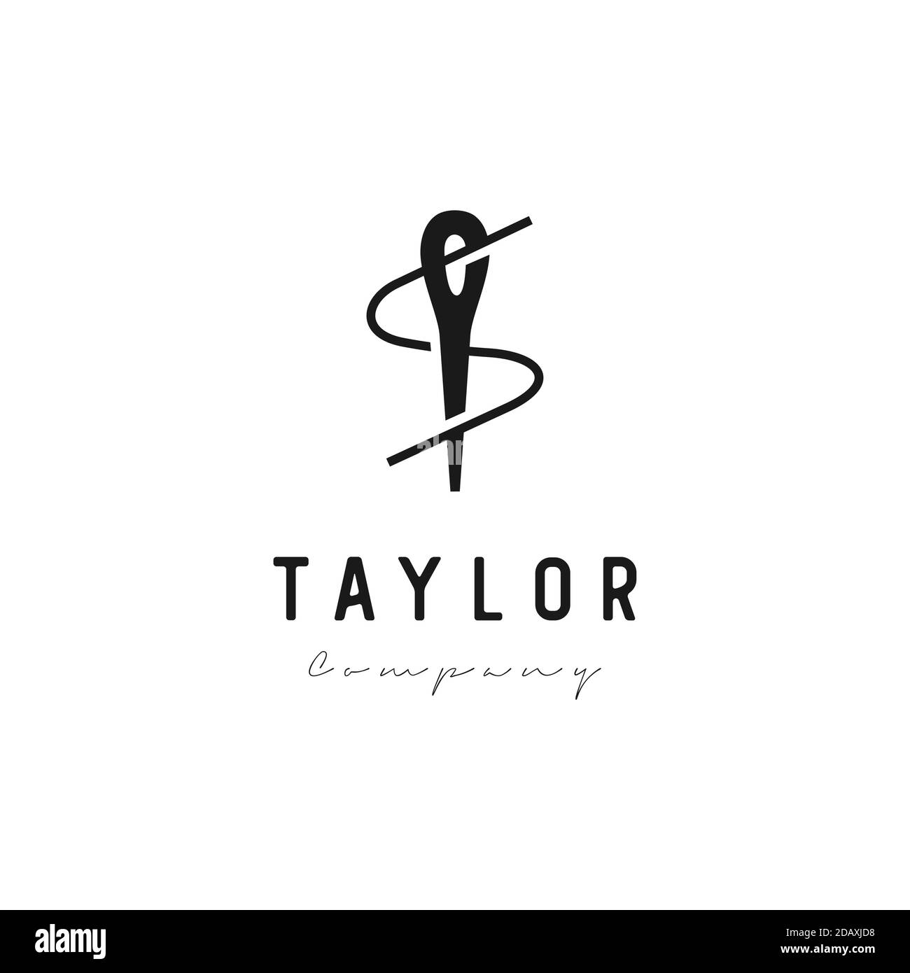 Anfangsbuchstabe S mit Nähnadel-Symbol. Stock Vektor